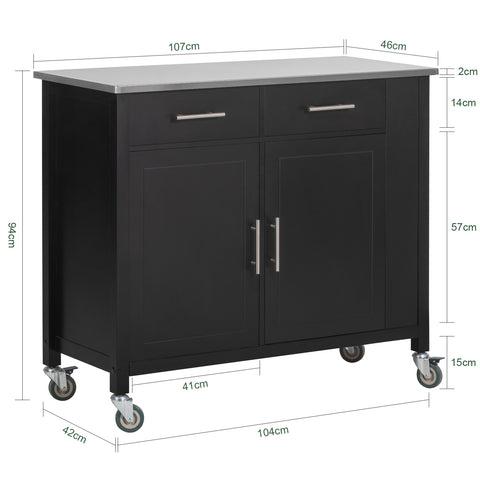SoBuy FKW108-SCH Rolling Trolley Rolling Kitchen Cart Multifunctioneel Buffet met Zijplank