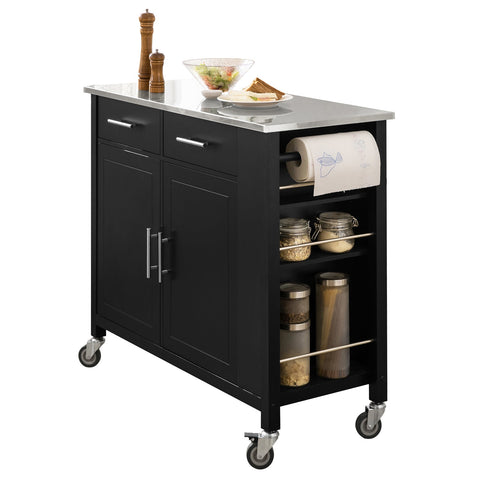 SoBuy FKW108-SCH Rolling Trolley Rolling Kitchen Cart Multifunctioneel Buffet met Zijplank