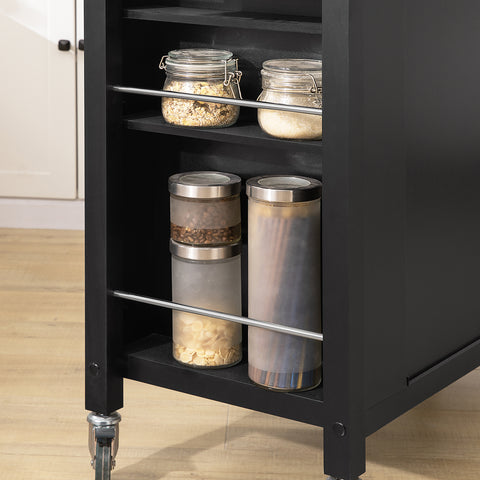 SoBuy FKW108-SCH Rolling Trolley Rolling Kitchen Cart Multifunctioneel Buffet met Zijplank