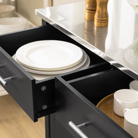 SoBuy FKW108-SCH Rolling Trolley Rolling Kitchen Cart Multifunctioneel Buffet met Zijplank