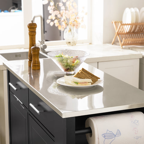SoBuy FKW108-SCH Rolling Trolley Rolling Kitchen Cart Multifunctioneel Buffet met Zijplank