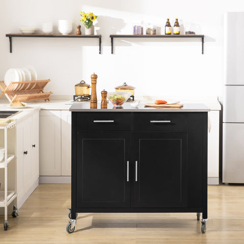 SoBuy FKW108-SCH Rolling Trolley Rolling Kitchen Cart Multifunctioneel Buffet met Zijplank