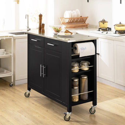 SoBuy FKW108-SCH Rolling Trolley Rolling Kitchen Cart Multifunctioneel Buffet met Zijplank