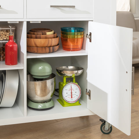 SoBuy FKW108-W Rolling Trolley Keuken Trolley Opbergkast op Wielen Multifunctioneel Buffet