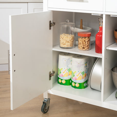 SoBuy FKW108-W Rolling Trolley Keuken Trolley Opbergkast op Wielen Multifunctioneel Buffet
