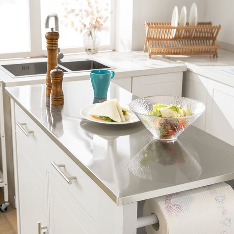 SoBuy FKW108-W Rolling Trolley Keuken Trolley Opbergkast op Wielen Multifunctioneel Buffet