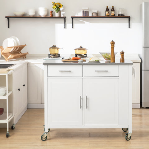 SoBuy FKW108-W Rolling Trolley Keuken Trolley Opbergkast op Wielen Multifunctioneel Buffet