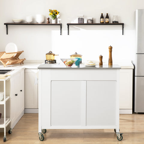 SoBuy FKW108-W Rolling Trolley Keuken Trolley Opbergkast op Wielen Multifunctioneel Buffet