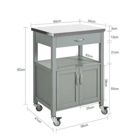 SoBuy FKW22-HG Keukentrolley - Keukenkast - Opbergruimte - Wielen - Kantoor - Servies - Multifunctioneel