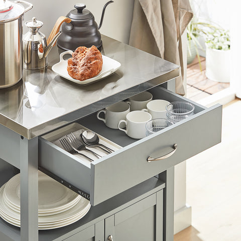 SoBuy FKW22-HG Keukentrolley - Keukenkast - Opbergruimte - Wielen - Kantoor - Servies - Multifunctioneel