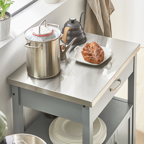 SoBuy FKW22-HG Keukentrolley - Keukenkast - Opbergruimte - Wielen - Kantoor - Servies - Multifunctioneel