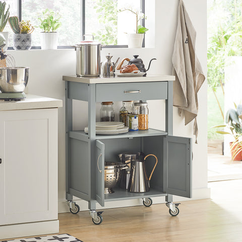 SoBuy FKW22-HG Keukentrolley - Keukenkast - Opbergruimte - Wielen - Kantoor - Servies - Multifunctioneel