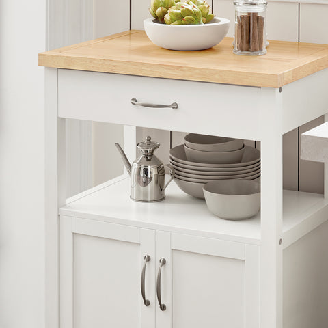 SoBuy FKW22-WN Keukentrolley - Opbergruimte - Wielen - Kantoor - Servies - Wit