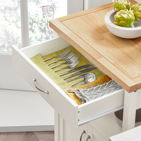 SoBuy FKW22-WN Keukentrolley - Opbergruimte - Wielen - Kantoor - Servies - Wit
