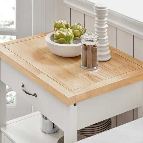 SoBuy FKW22-WN Keukentrolley - Opbergruimte - Wielen - Kantoor - Servies - Wit