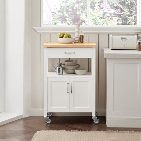 SoBuy FKW22-WN Keukentrolley - Opbergruimte - Wielen - Kantoor - Servies - Wit