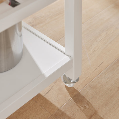 SoBuy FKW47-W Keukentrolley met roestvrij stalen plaat gangkast sideboard bijzettafel