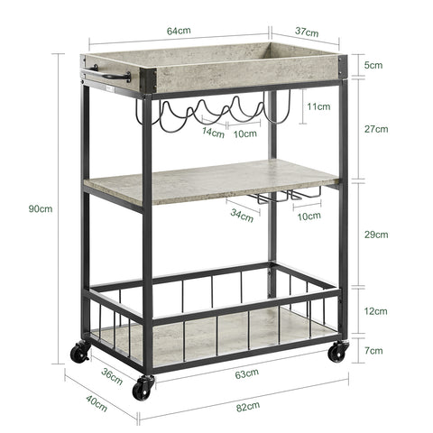 SoBuy FKW56-HG Keukentrolley Trolley met afneembaar dienblad - Keuken - Wijnrek
