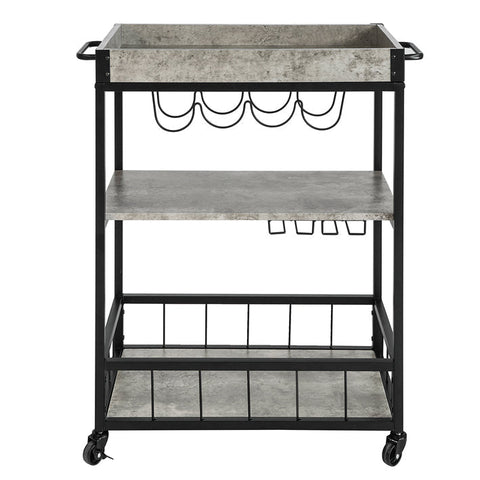 SoBuy FKW56-HG Keukentrolley Trolley met afneembaar dienblad - Keuken - Wijnrek