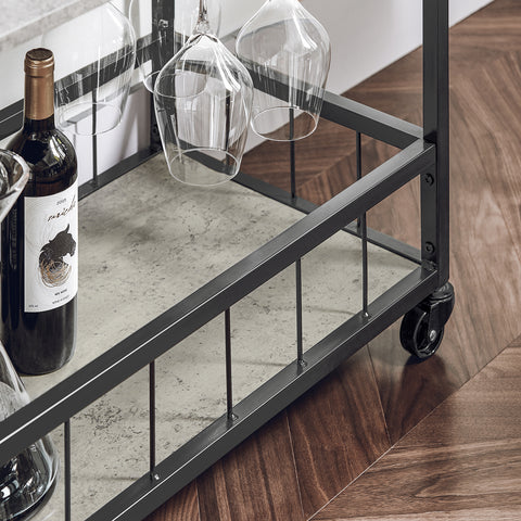 SoBuy FKW56-HG Keukentrolley Trolley met afneembaar dienblad - Keuken - Wijnrek
