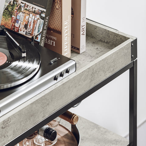 SoBuy FKW56-HG Keukentrolley Trolley met afneembaar dienblad - Keuken - Wijnrek