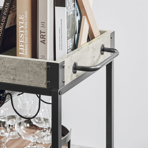 SoBuy FKW56-HG Keukentrolley Trolley met afneembaar dienblad - Keuken - Wijnrek