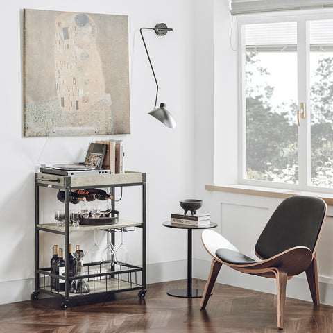 SoBuy FKW56-HG Keukentrolley Trolley met afneembaar dienblad - Keuken - Wijnrek
