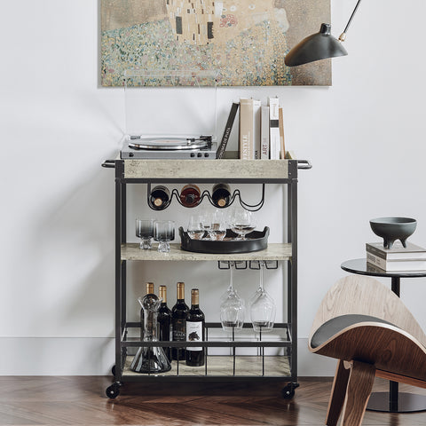 SoBuy FKW56-HG Keukentrolley Trolley met afneembaar dienblad - Keuken - Wijnrek