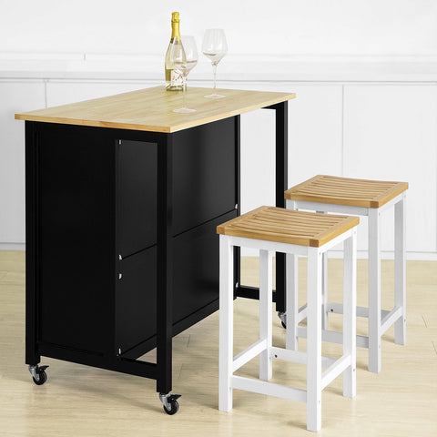 SoBuy FKW74-SCH Keukentrolley op wielen Opbergkast Serveerwage Keukeneiland Dressoir
