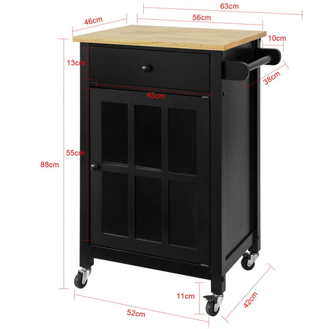 SoBuy FKW98-SCH Keukentrolley op Wielen Opbergkast Dressoir Keukenwagen Keukenkast