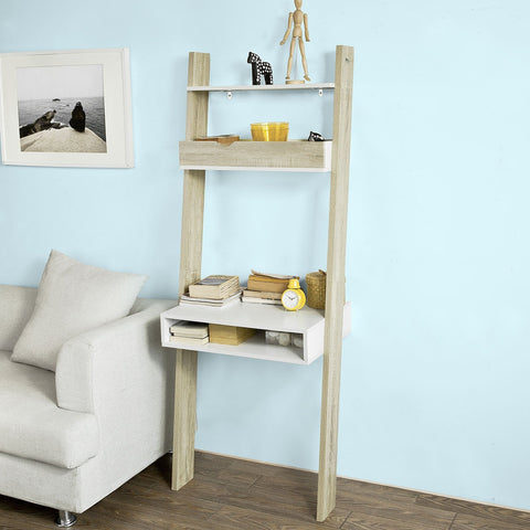 SoBuy FRG111-WN Boekenplank met bureau Wand MDF