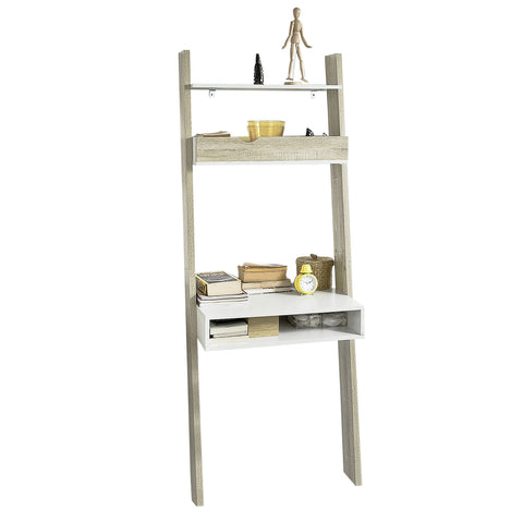 SoBuy FRG111-WN Boekenplank met bureau Wand MDF