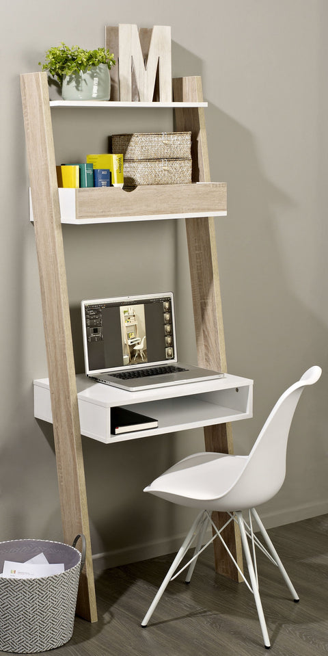 SoBuy FRG111-WN Boekenplank met bureau Wand MDF