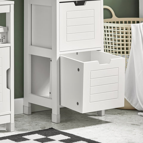 SoBuy FRG126-W Badkamermeubel Hoge kast voor badkamer badkamerrek met voetkussen badkamer
