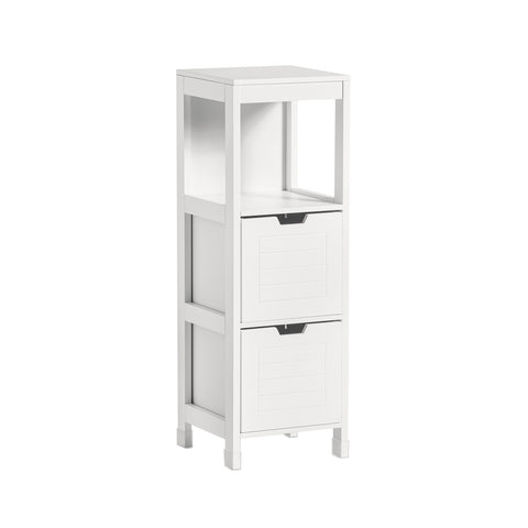 SoBuy FRG127-W Badkamermeubel Kolomkasten - 1 legplank - 2 Laden - Wit