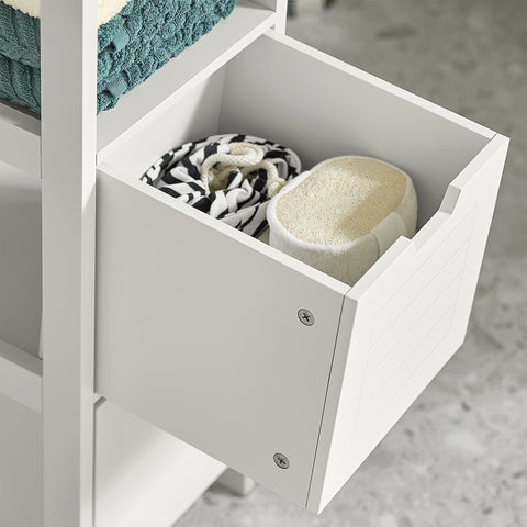 SoBuy FRG127-W Badkamermeubel Kolomkasten - 1 legplank - 2 Laden - Wit