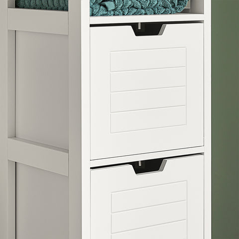 SoBuy FRG127-W Badkamermeubel Kolomkasten - 1 legplank - 2 Laden - Wit