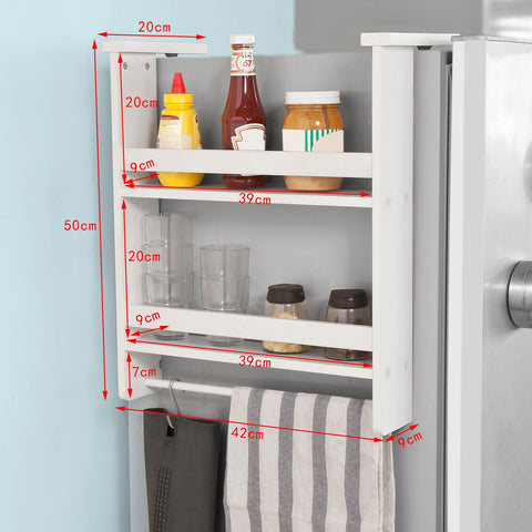SoBuy FRG149-W Keukenplank Kruidenrek met 2 planken Hangplank voor koelkast