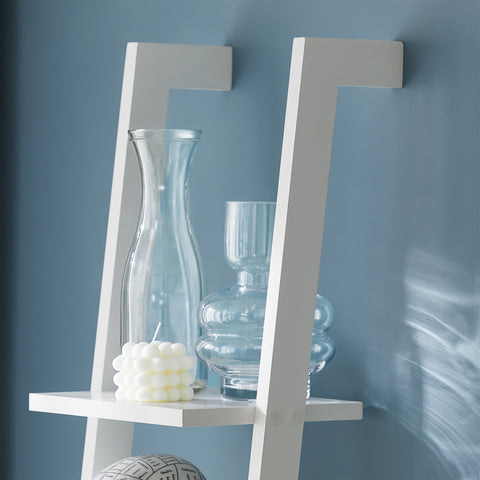 SoBuy FRG15-W Ladderrek - Opbergplank - Decoratie - Veelzijdig - Ladderplank - Boekenkasten