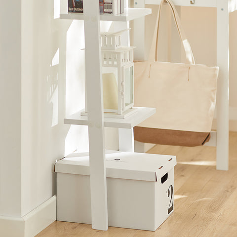 SoBuy FRG15-W Ladderrek - Opbergplank - Decoratie - Veelzijdig - Ladderplank - Boekenkasten
