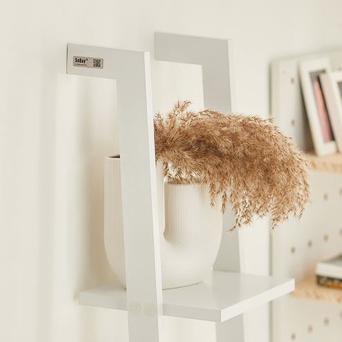 SoBuy FRG15-W Ladderrek - Opbergplank - Decoratie - Veelzijdig - Ladderplank - Boekenkasten