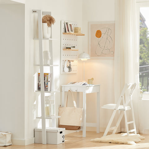 SoBuy FRG15-W Ladderrek - Opbergplank - Decoratie - Veelzijdig - Ladderplank - Boekenkasten