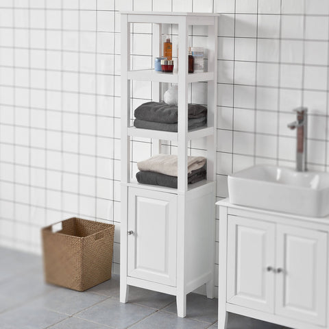 SoBuy FRG205-W Badkamerkast Hoge kast voor in de badkamer - Badkamermeubel - Wit
