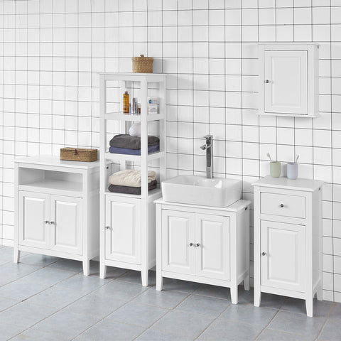 SoBuy FRG205-W Badkamerkast Hoge kast voor in de badkamer - Badkamermeubel - Wit