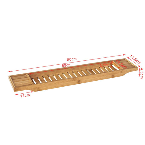 SoBuy FRG212-N 80cm Lang - Badplank van Bamboe Hout Badrek Houders Badkuipplank