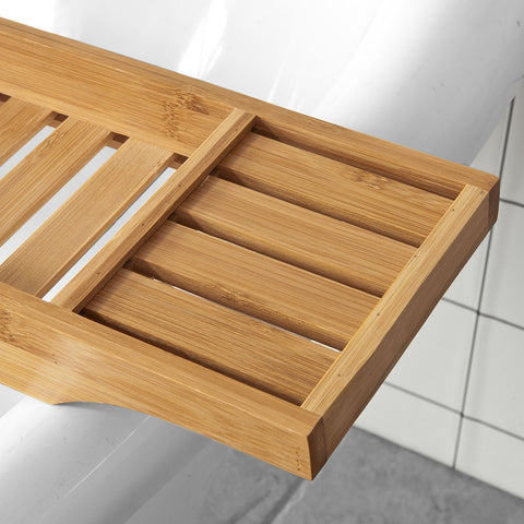 SoBuy FRG212-N 80cm Lang - Badplank van Bamboe Hout Badrek Houders Badkuipplank