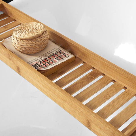 SoBuy FRG212-N 80cm Lang - Badplank van Bamboe Hout Badrek Houders Badkuipplank