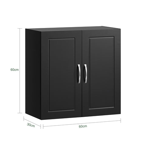 SoBuy FRG231-SCH Wandkast, hangkast met 2 deuren, hangkast voor badkamer, met verstelbare plank, grijs