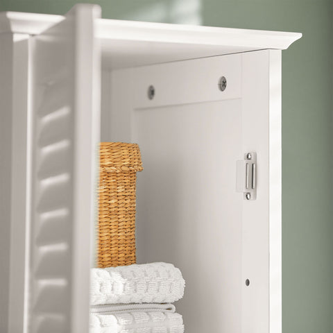 SoBuy FRG236-W badkamermeubel badkamerkast hoog wit - kast hout - opbergkast badkamer