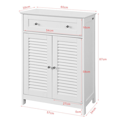 SoBuy FRG238-W Badkamer Dressoir Badkamermeubel Kolomkast Badkamerkast - MDF - Wit